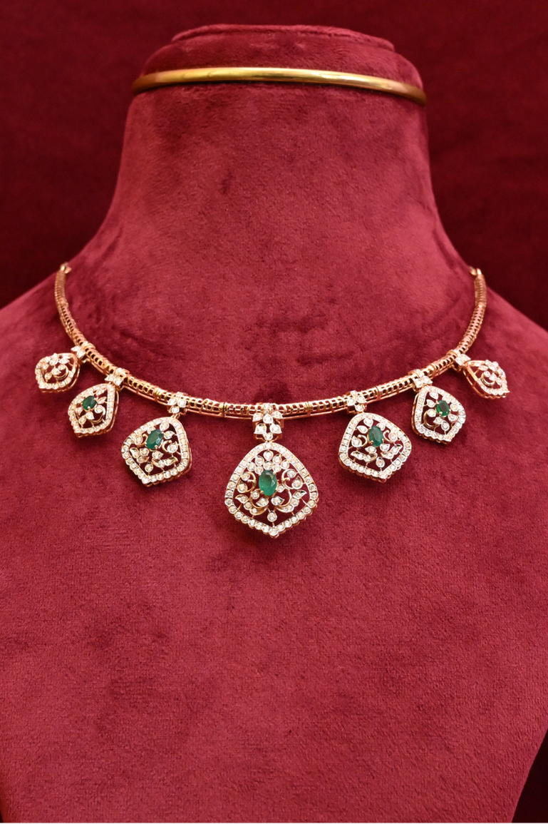 Diamond and Emerald Evening wear Necklace