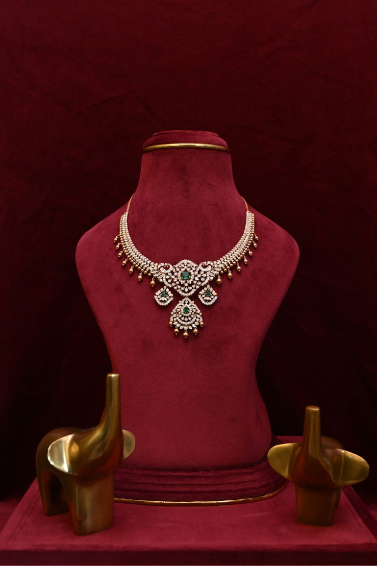 Diamond and Emerald Heavy Evening wear Necklace