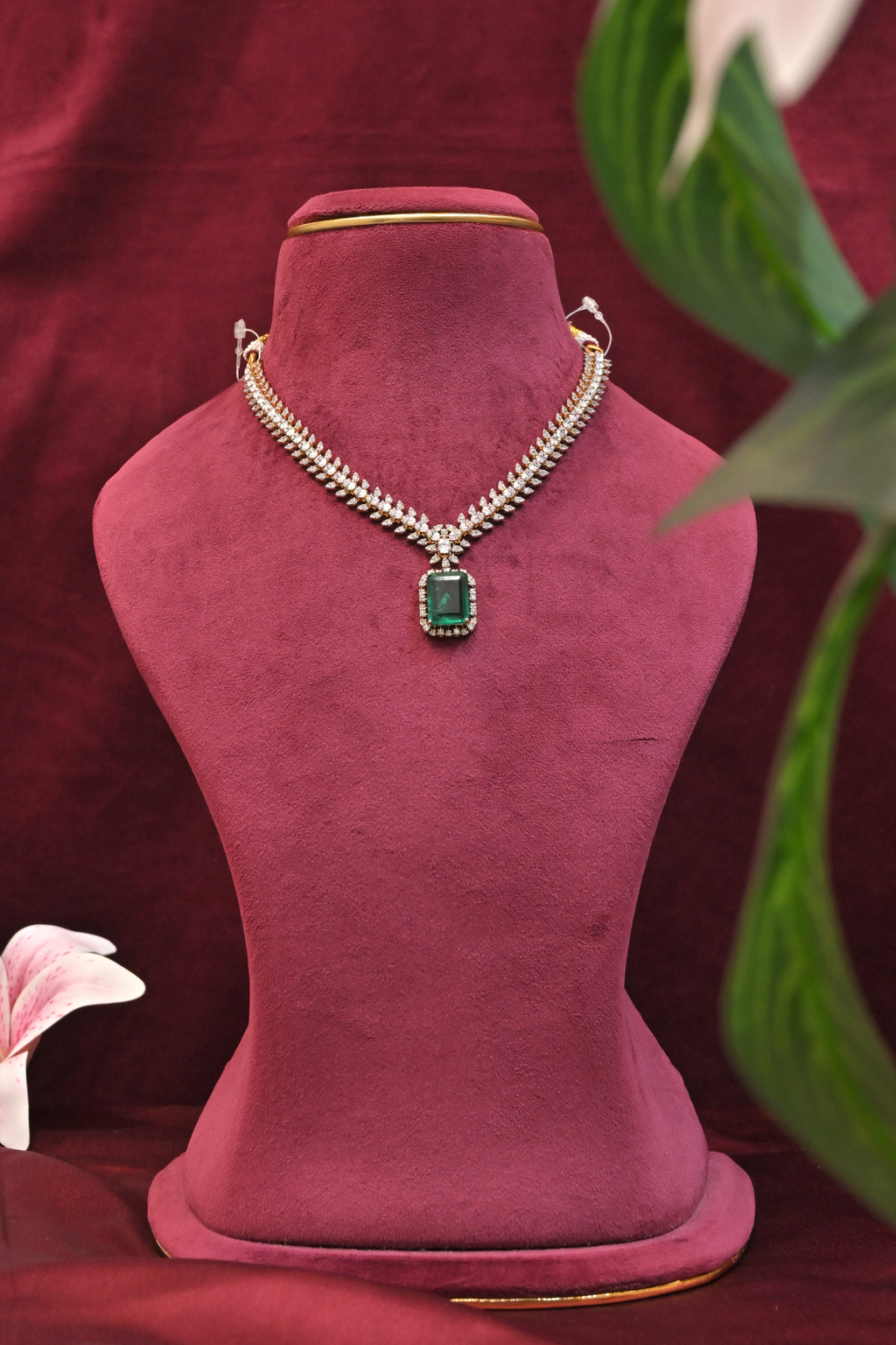 Emerald Green Pendant CZ Necklace