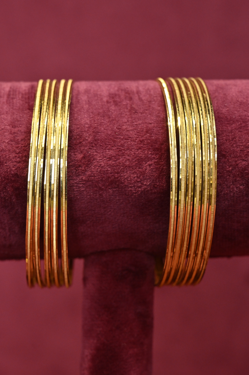 Elegant Textured Gold Bangle Set