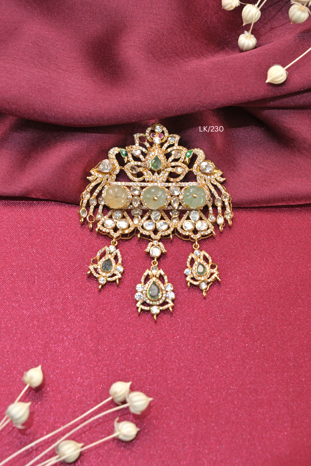Antique Carved Gemstone & Paisley Charm Grand Locket | SKU: LK/230