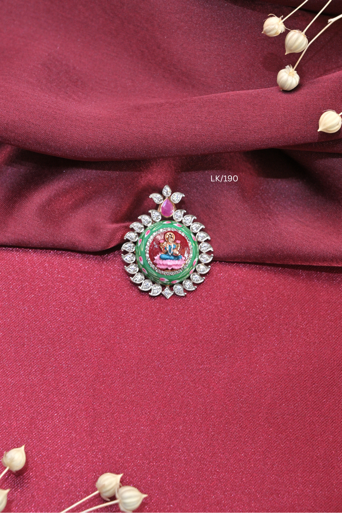 Divine Goddess Lakshmi Meenakari Locket | SKU: LK/190