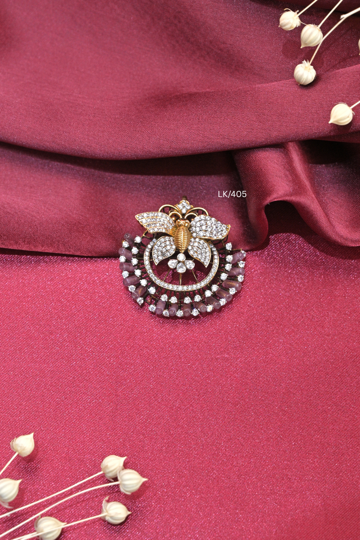 Butterfly Crest & Gemstone Bead Fringe Locket | SKU: LK/405