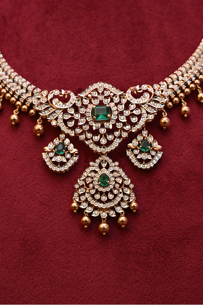 Diamond and Emerald Heavy Evening wear Necklace