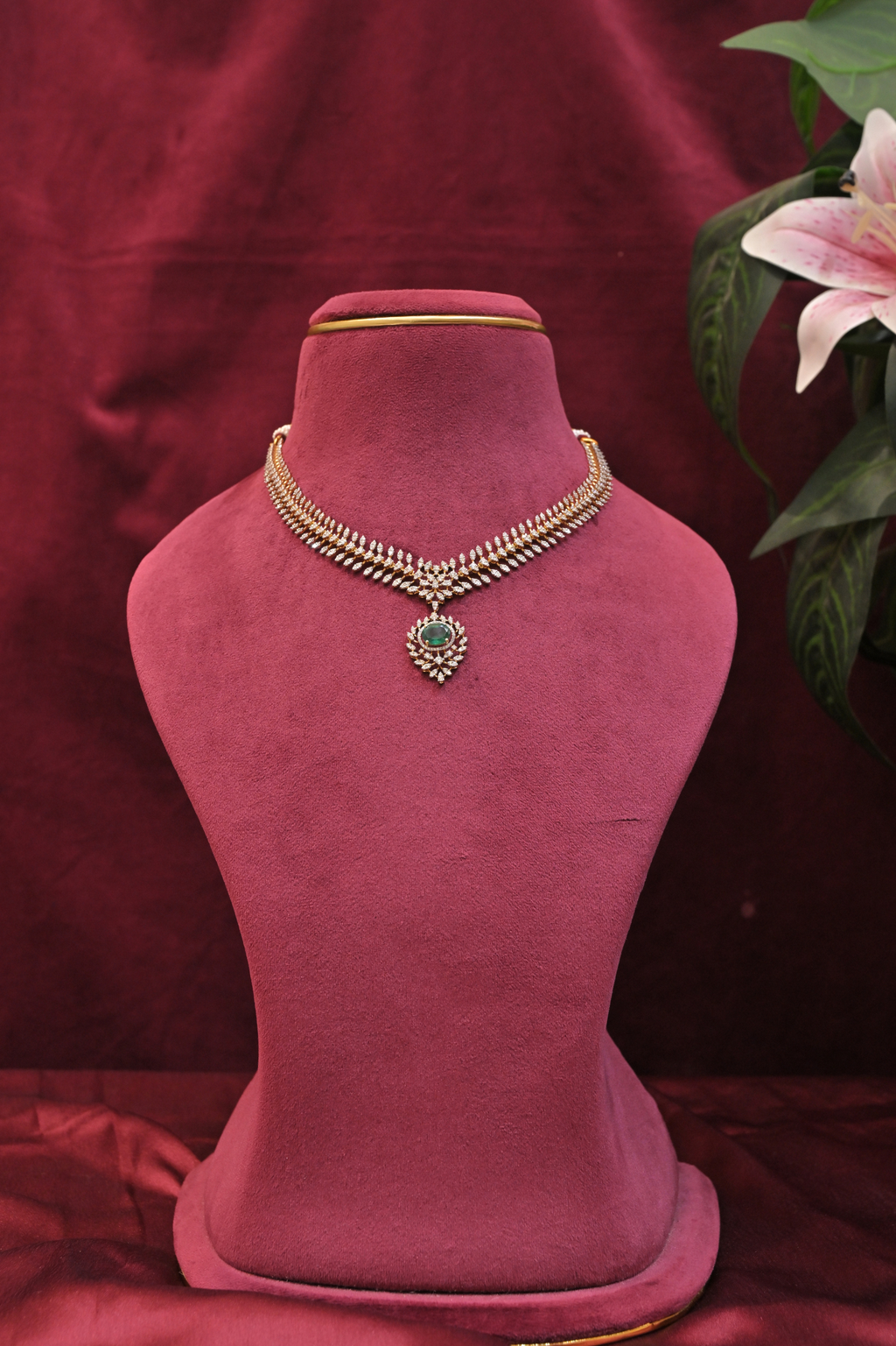 Emerald Drop CZ Necklace