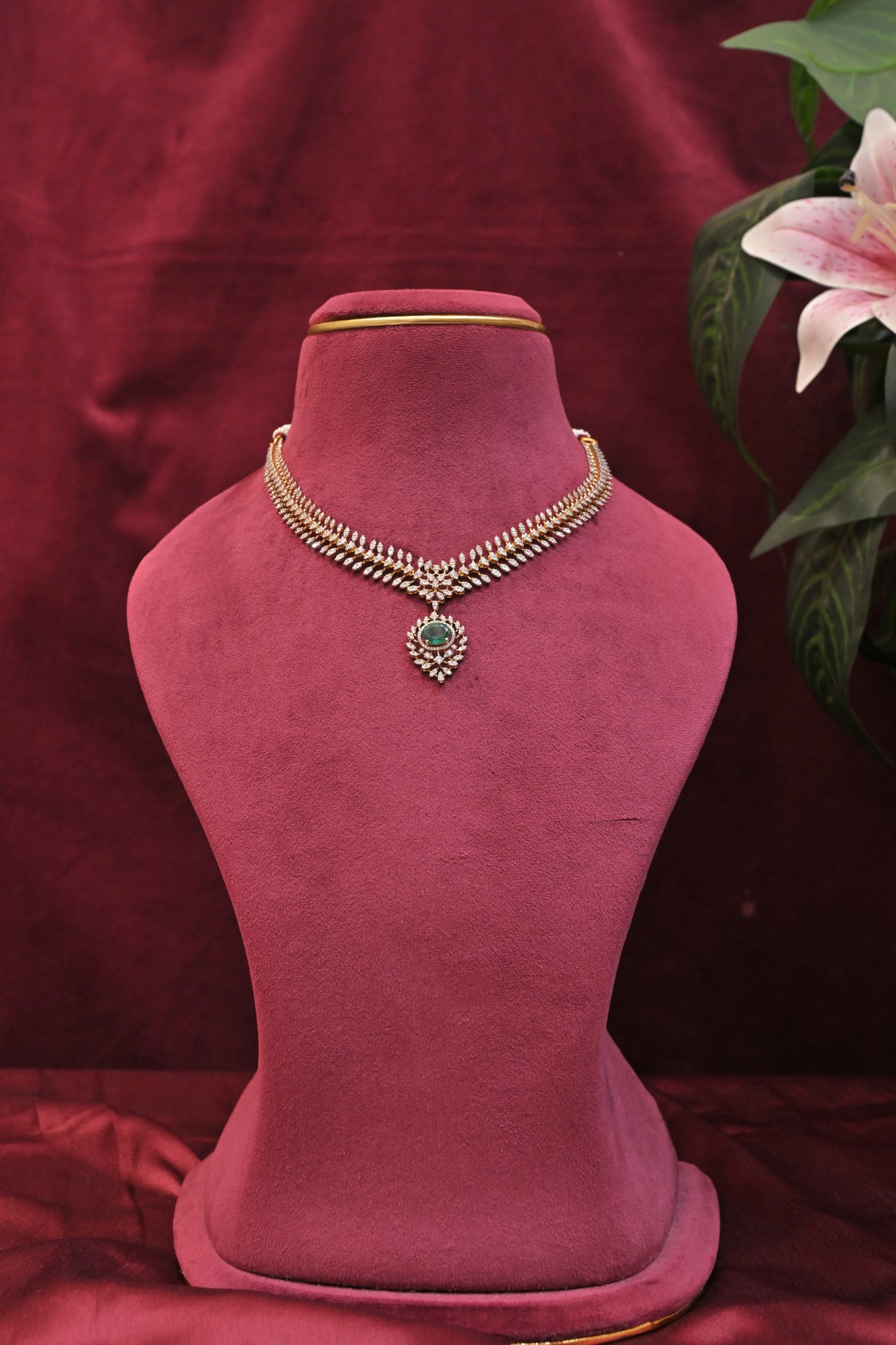 Emerald Drop CZ Necklace