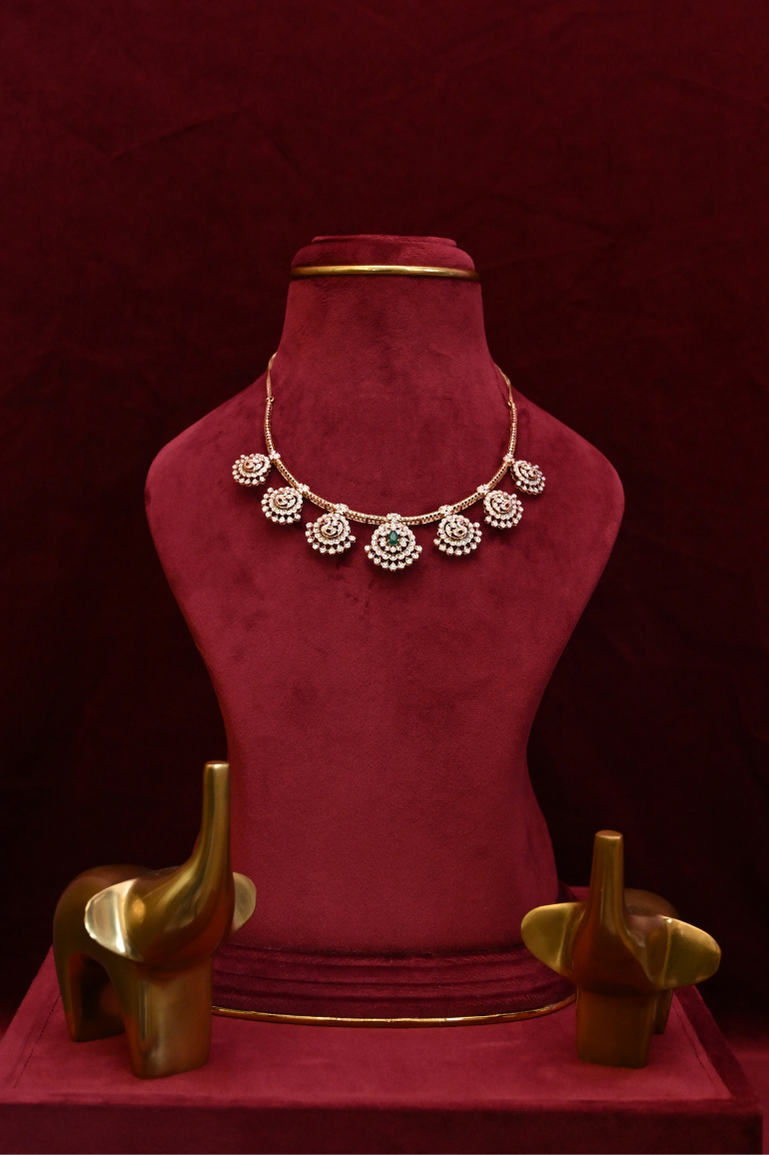 Diamond and Emerald Heavy Evening wear Necklace
