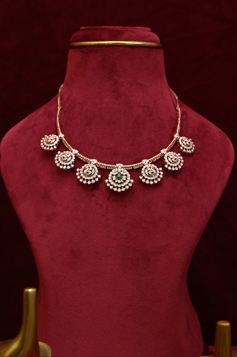 Diamond and Emerald Heavy Evening wear Necklace
