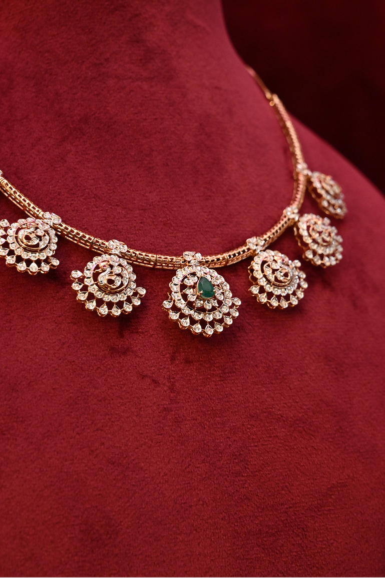Diamond and Emerald Heavy Evening wear Necklace