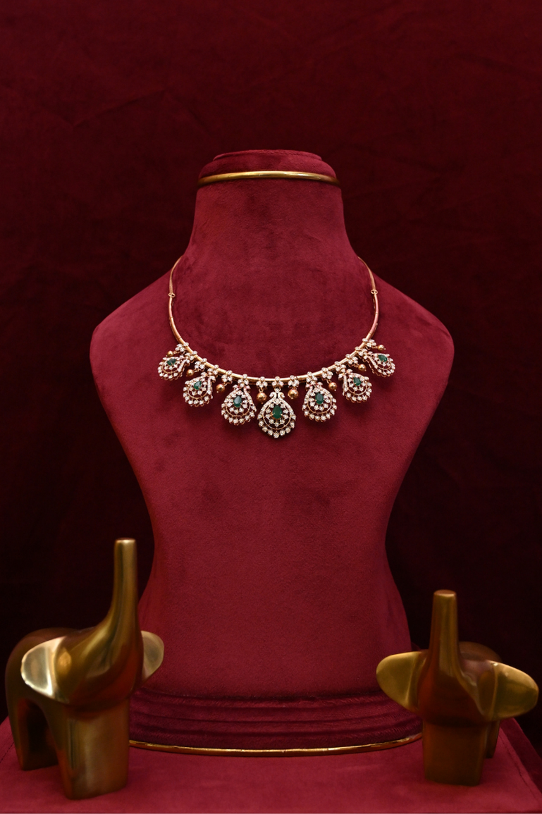 Diamond and Emerald Heavy Evening wear Necklace