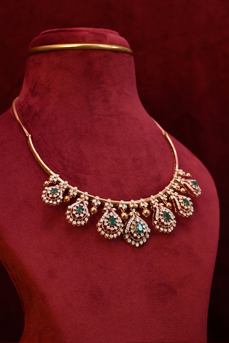 Diamond and Emerald Heavy Evening wear Necklace