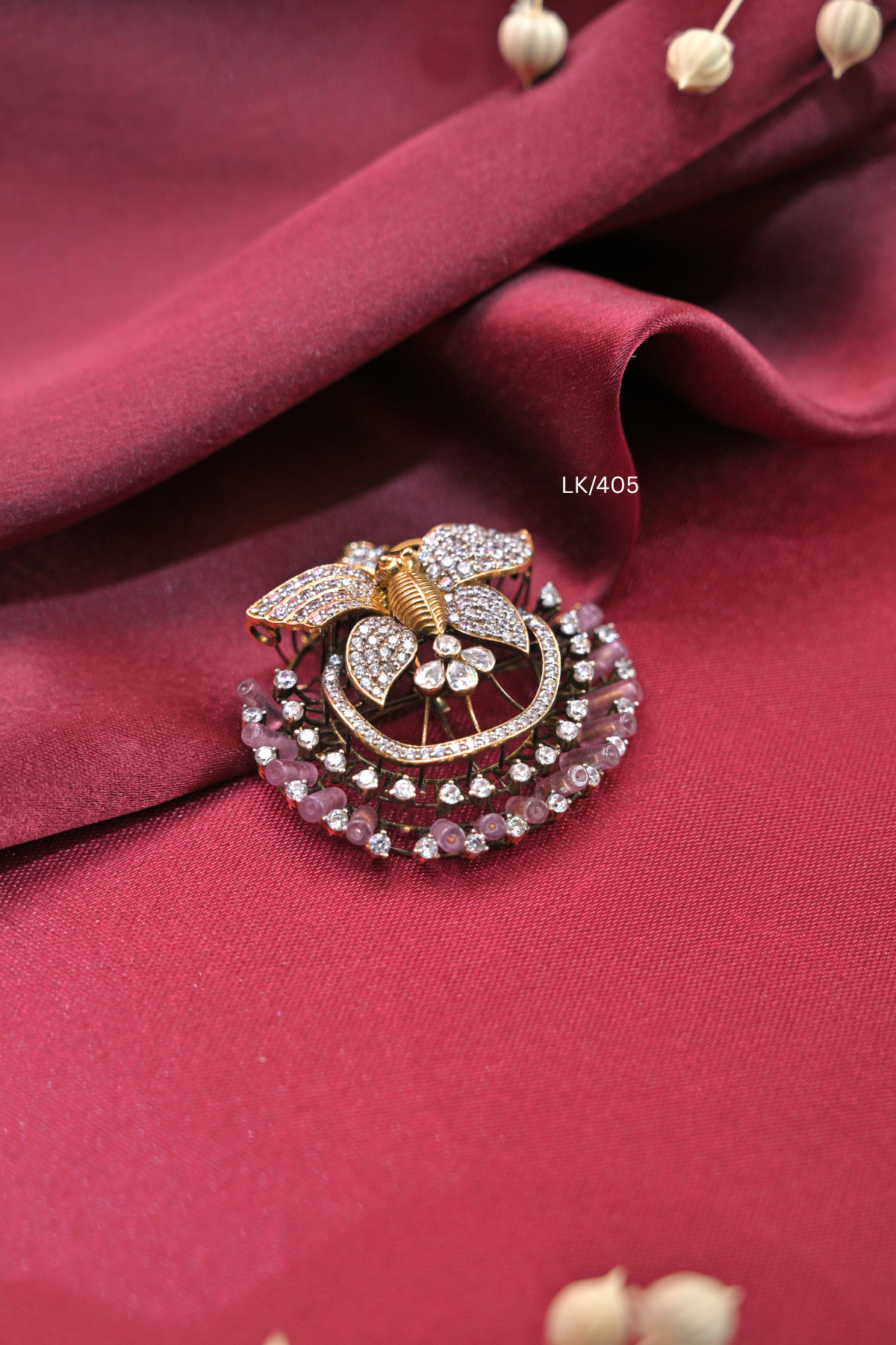 Butterfly Crest & Gemstone Bead Fringe Locket | SKU: LK/405