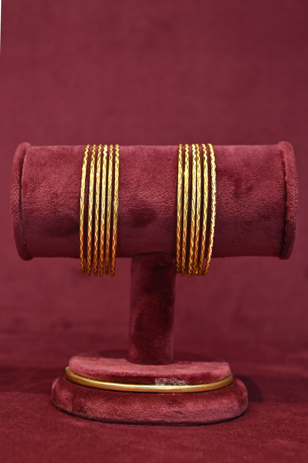 Radiant Twisted Texture Gold Bangle Set