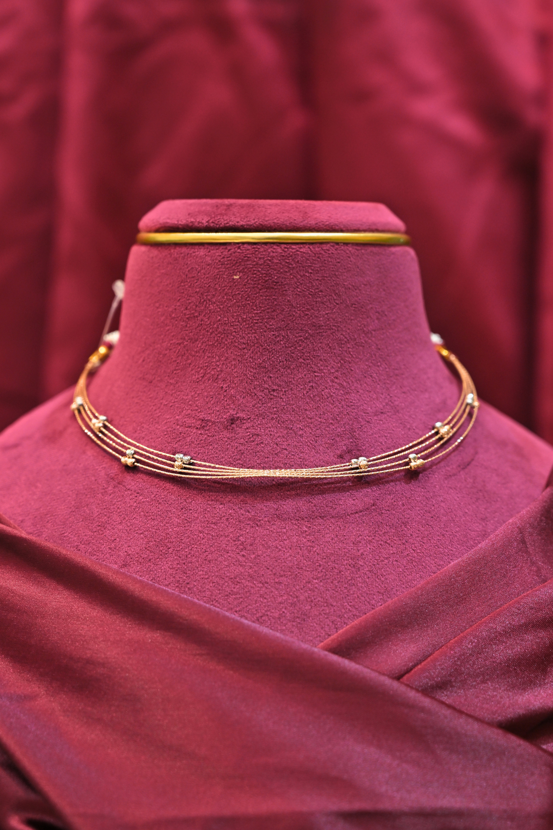 Minimalist Multi-Strand Diamond Accent Choker Necklace