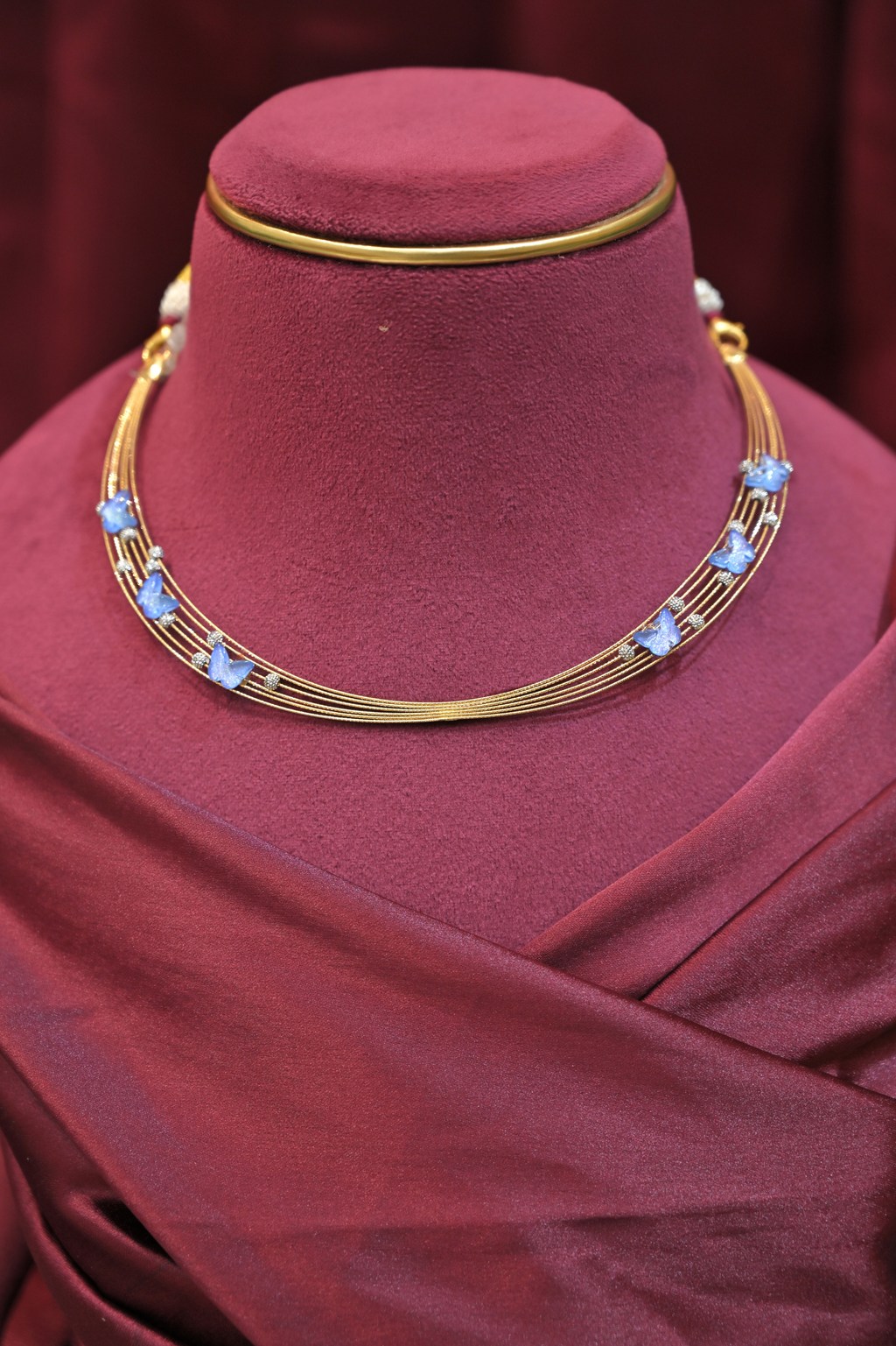 Blue Butterfly Multi-Strand Designer Choker Necklace