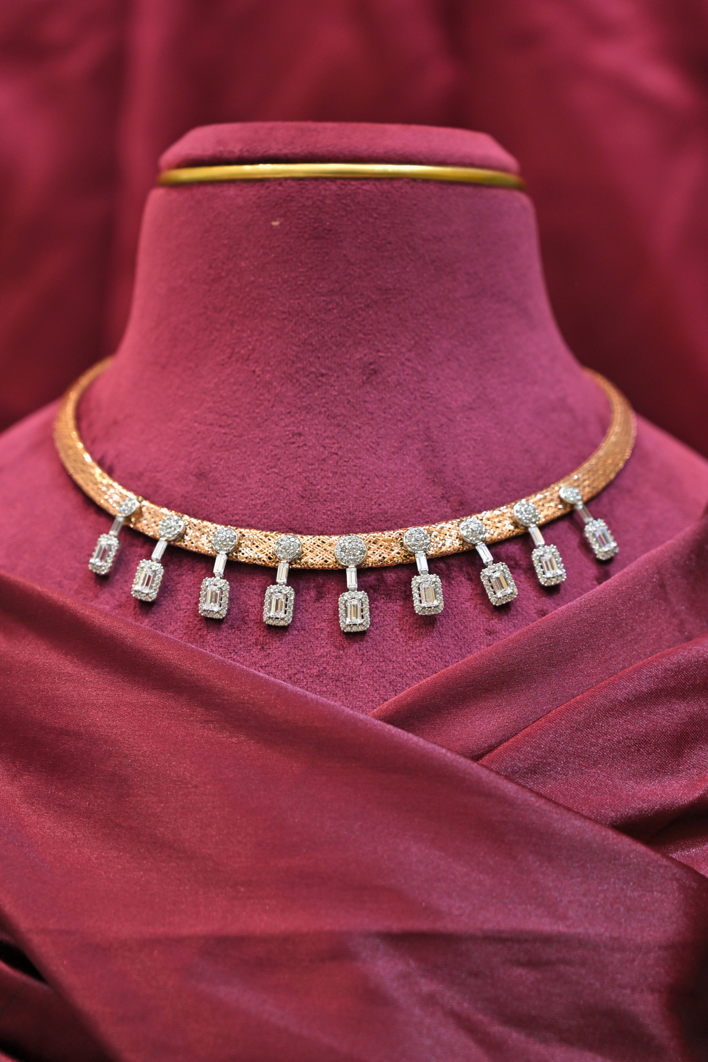 Diamond Drop Fringe Designer Choker Necklace