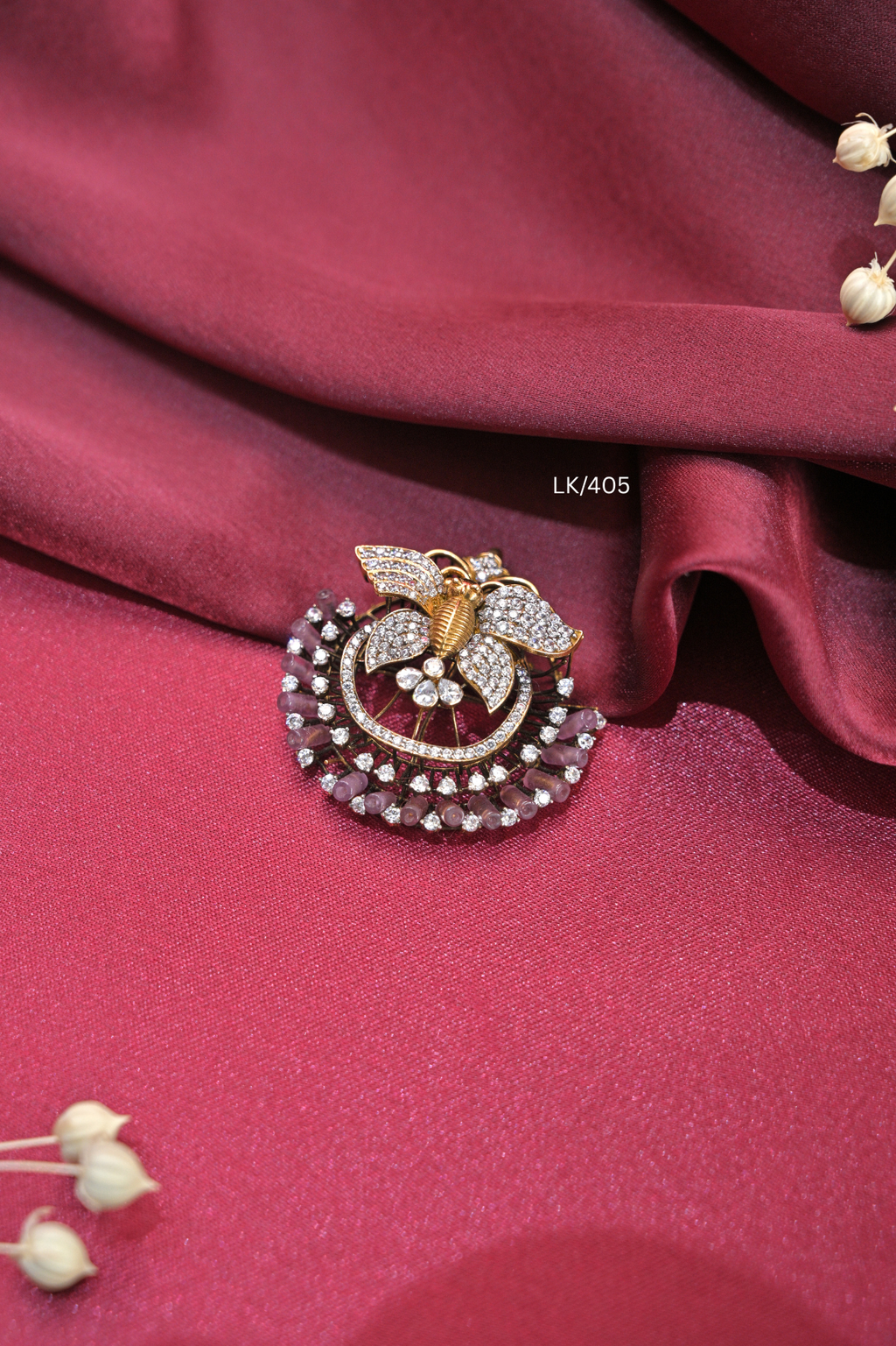 Butterfly Crest & Gemstone Bead Fringe Locket | SKU: LK/405