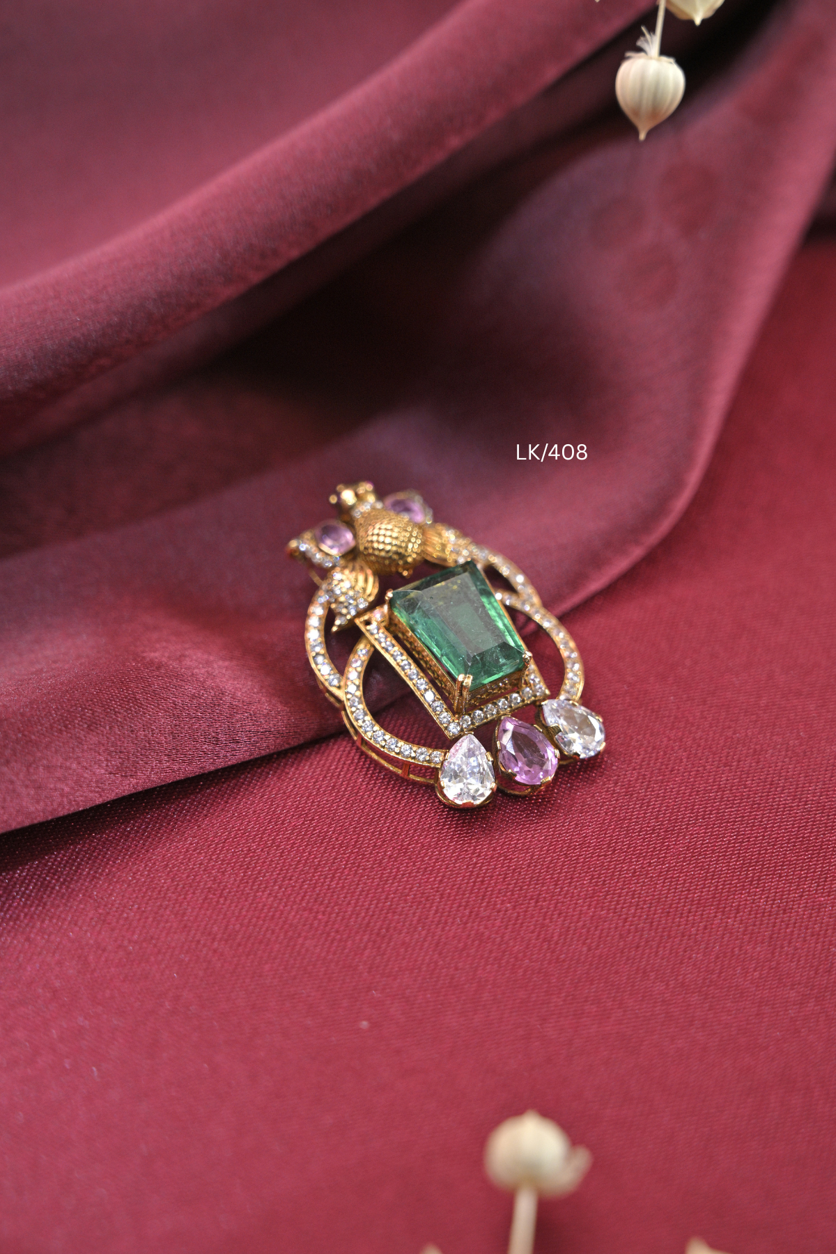 Colombian Emerald & Moissanite Peacock Locket | SKU: LK/408