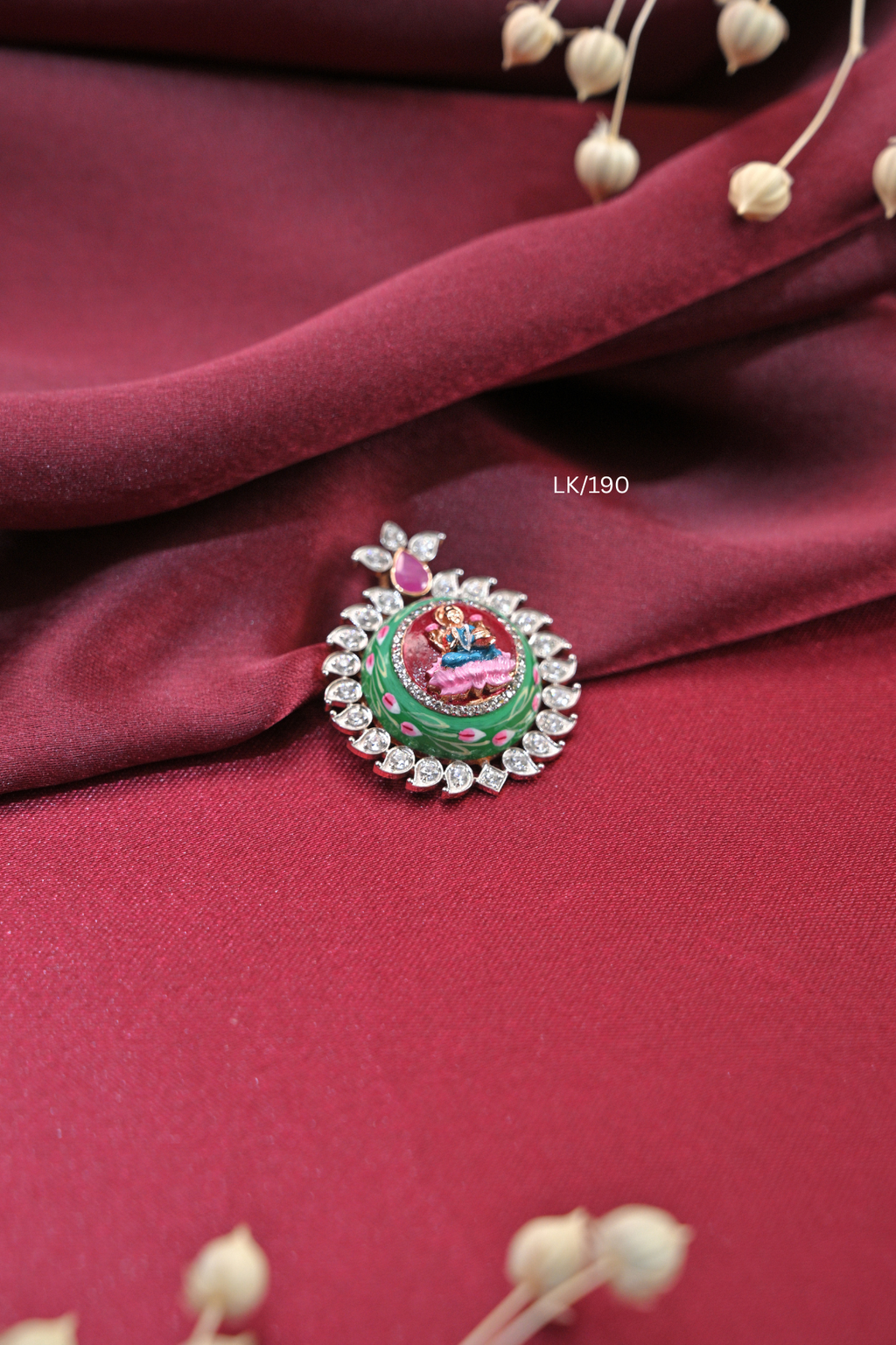 Divine Goddess Lakshmi Meenakari Locket | SKU: LK/190