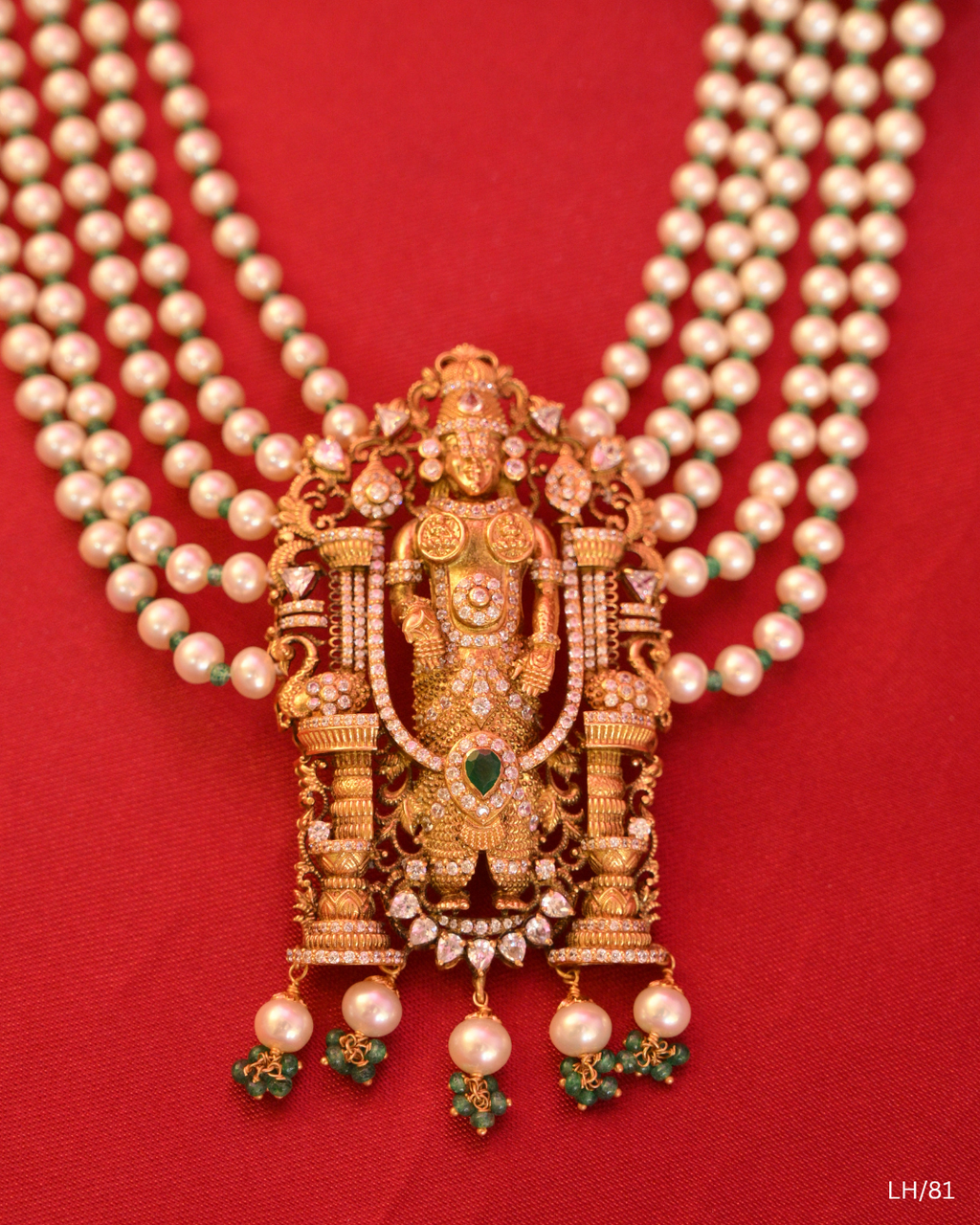 Lord Vishnumurthi Pearl Multi-Strand Long Haram | SKU: LH/81