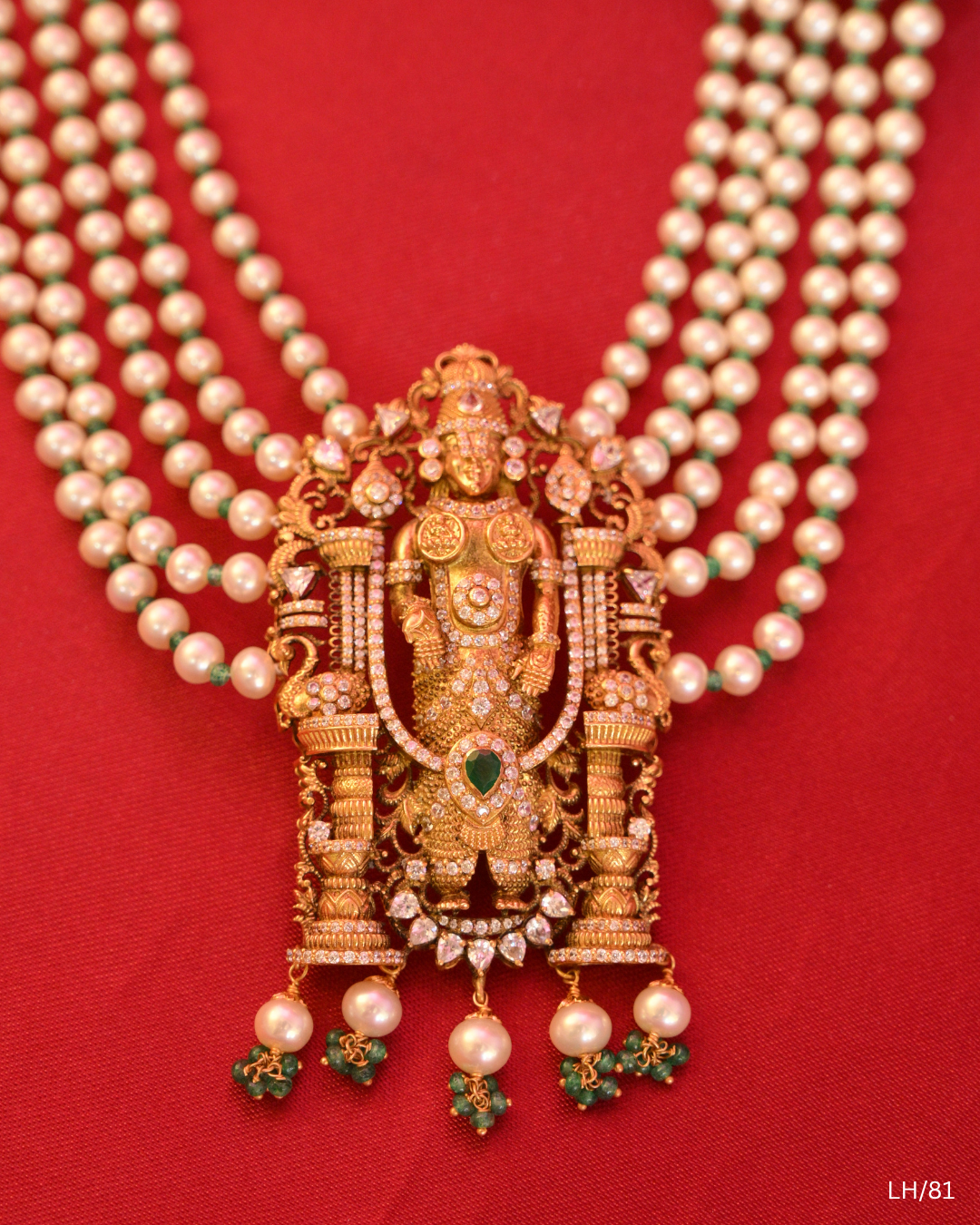 Lord Vishnumurthi Pearl Multi-Strand Long Haram | SKU: LH/81