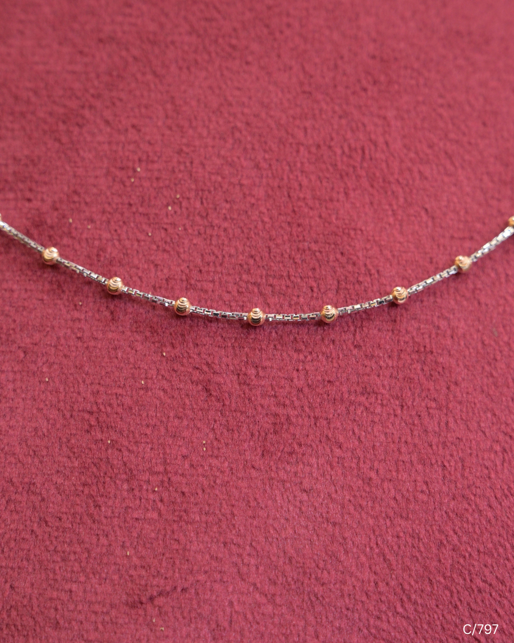 Delicate Station Chain Necklace with Micro Beads | SKU: C/797