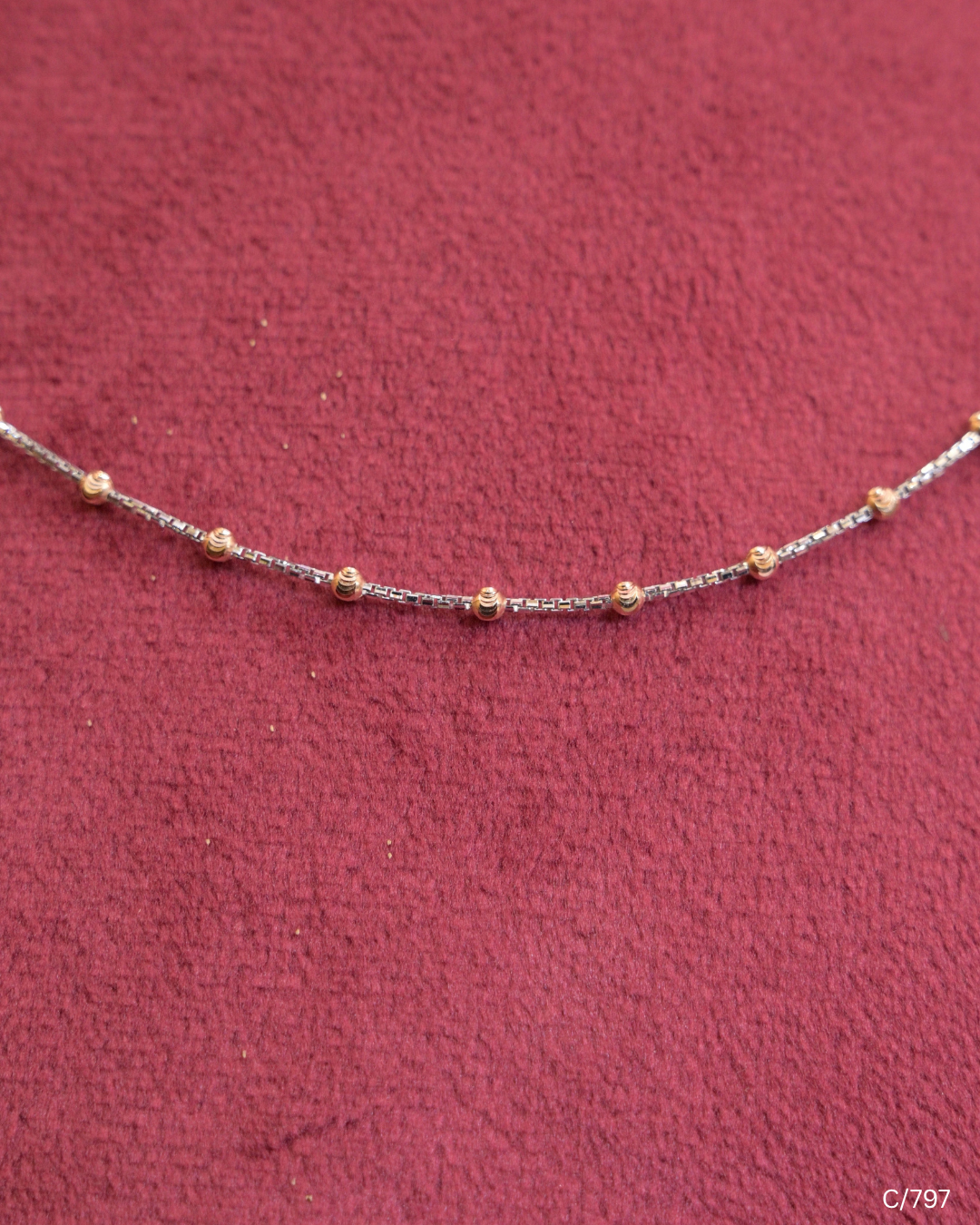 Delicate Station Chain Necklace with Micro Beads | SKU: C/797