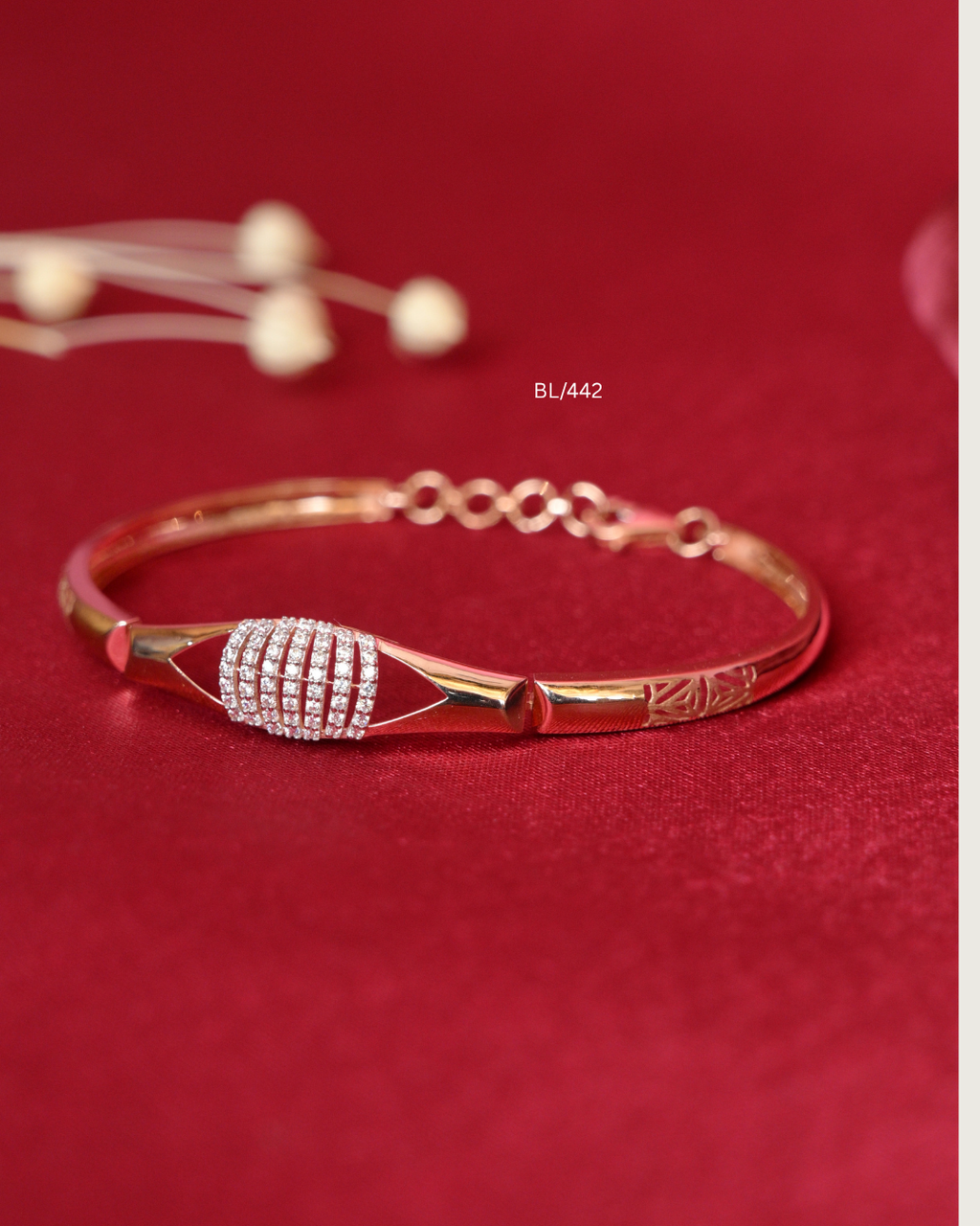 Architectural Tapered Station Bracelet with Pave CZ Barrel Center | SKU: BL/442
