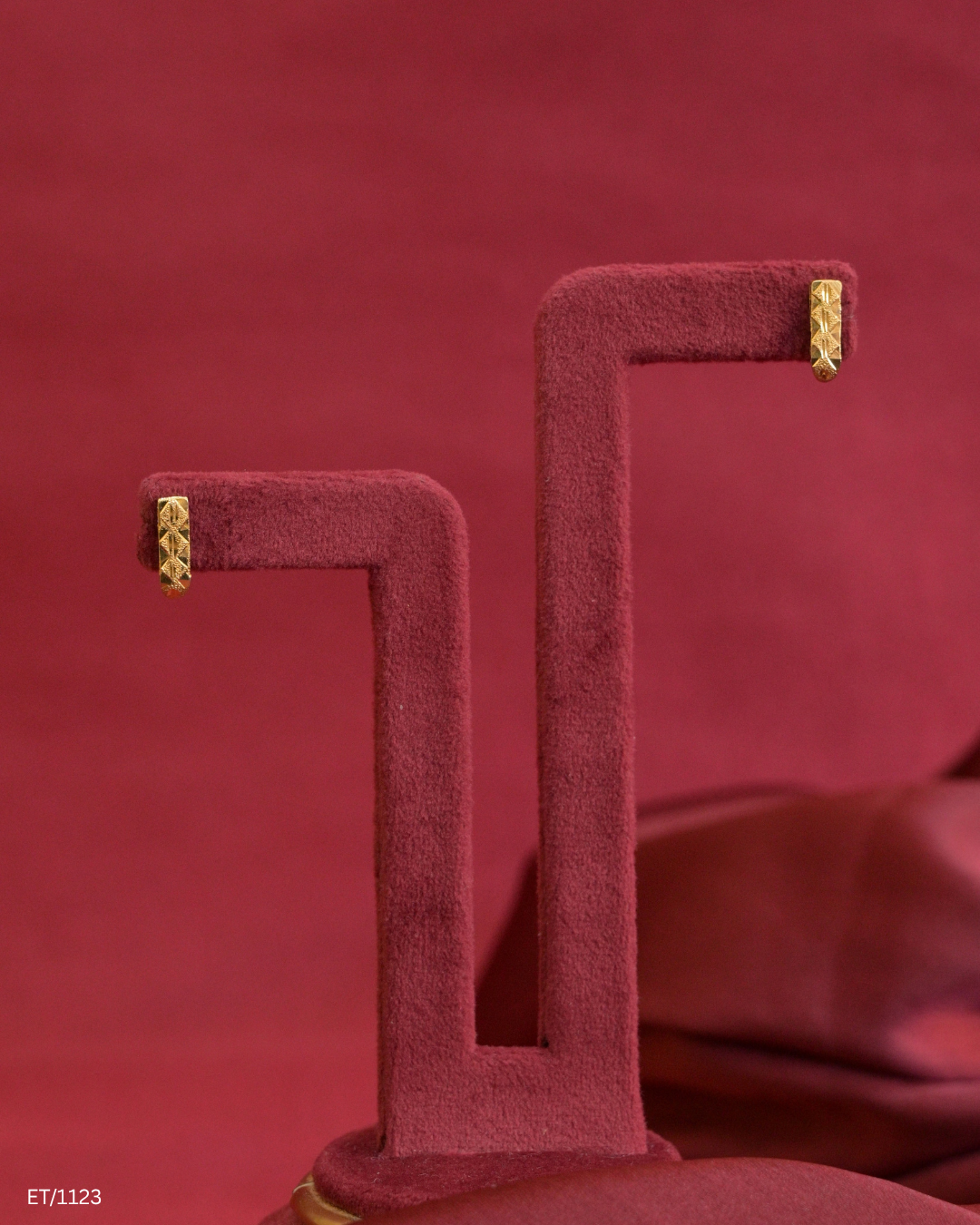 Geometric Textured Rectangular Bar Stud Earrings | SKU: ET/1123