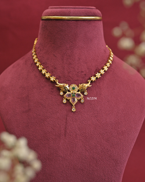 22kt Gold Celestial Elephant Motif Gemstone Necklace | 12.80g Net | SKU: N/1574