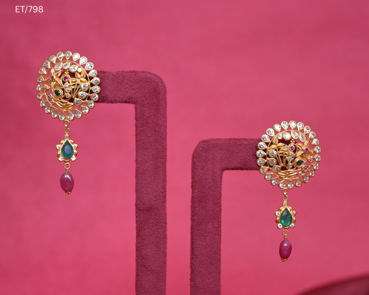 Polki And Multigem Drop Earrings | SKU: ET/798