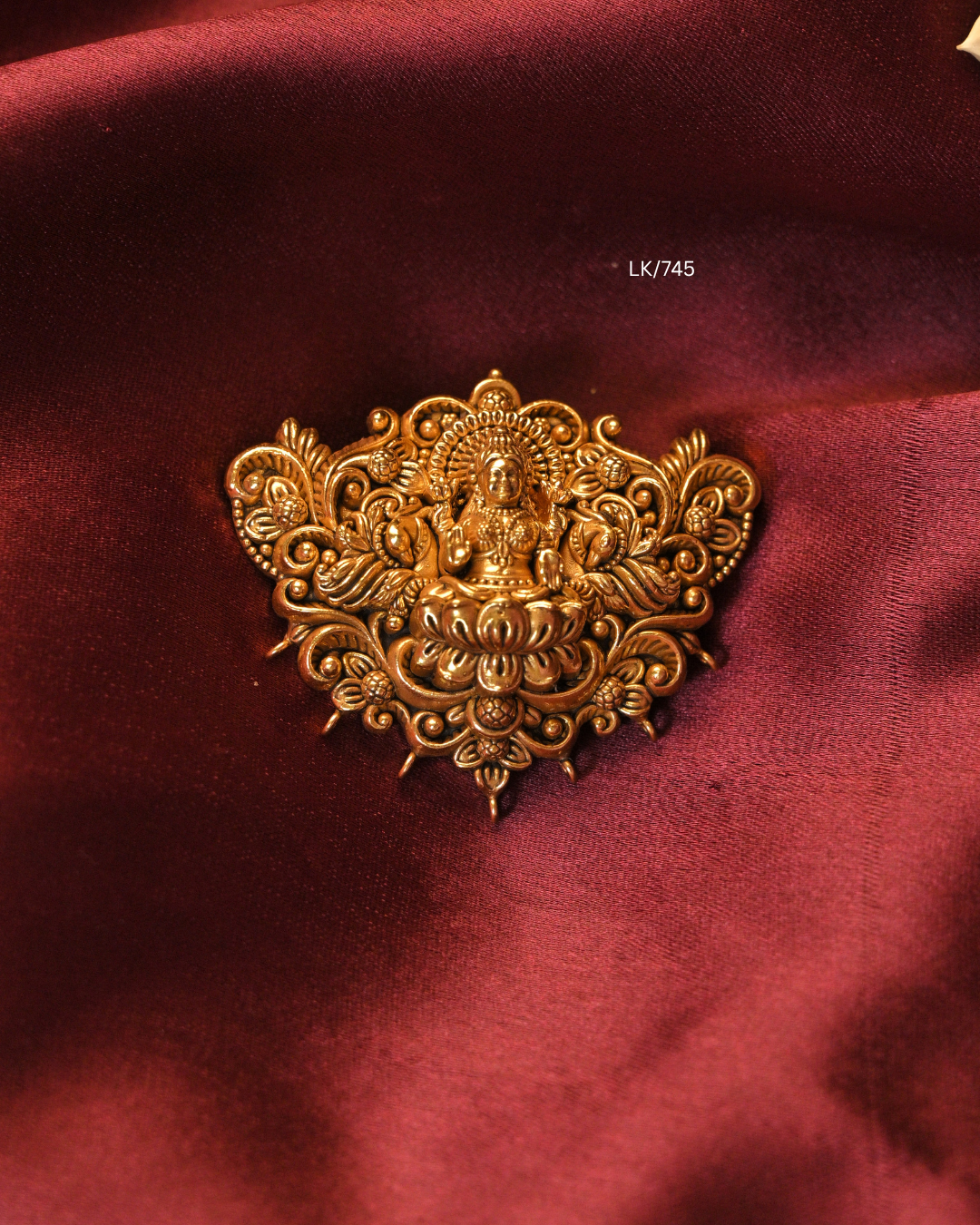 Antique Gold Goddess Lakshmi Peacock Arch Nakshi Temple Pendant| SKU: LK/745