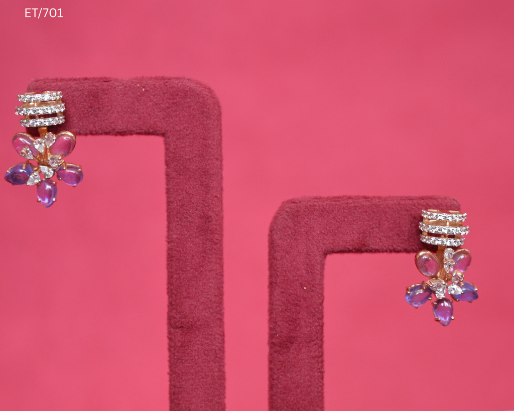 Polki And Multigem Floral Cluster Earrings | SKU: ET/701