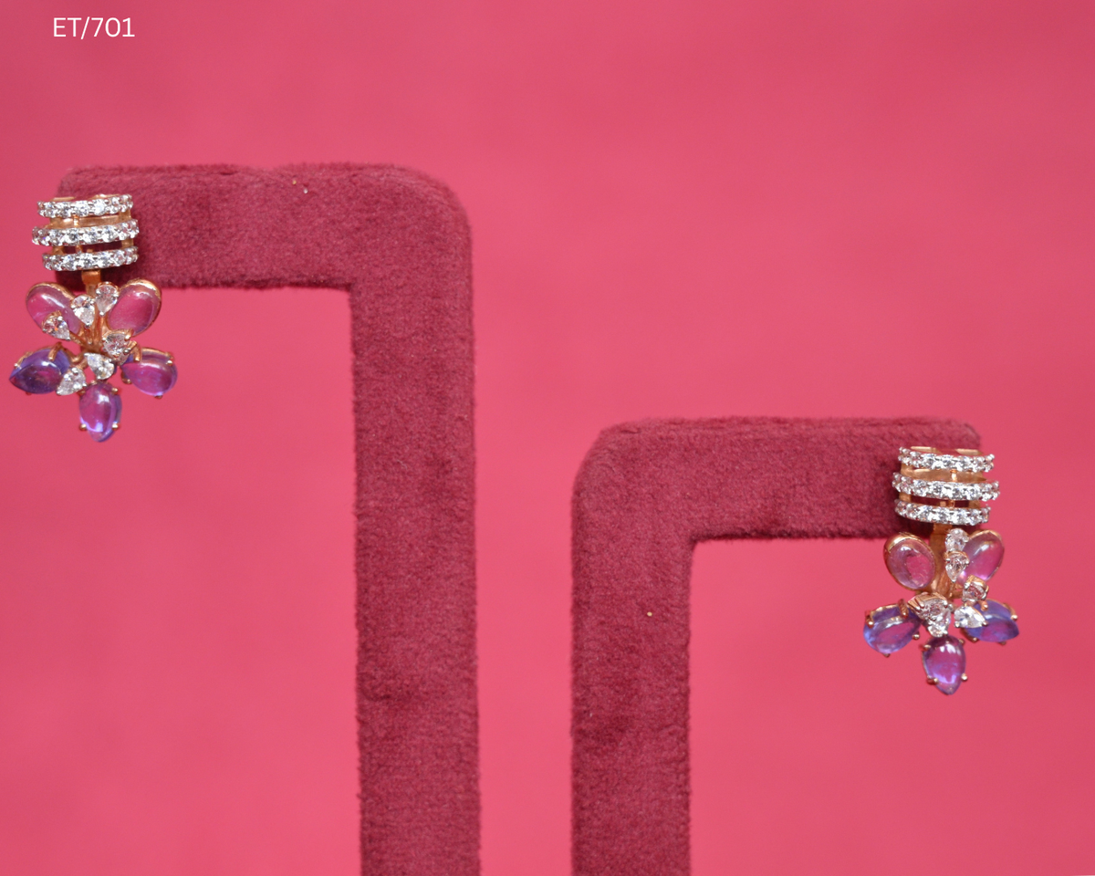 Polki And Multigem Floral Cluster Earrings | SKU: ET/701