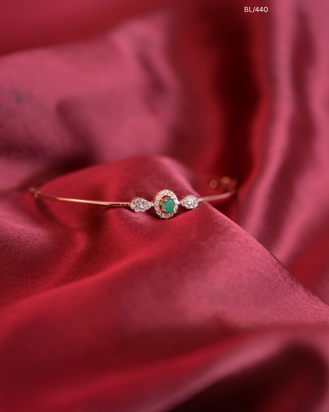 Oval Green Emerald & CZ Halo Centerpiece Bracelet | SKU: BL/440