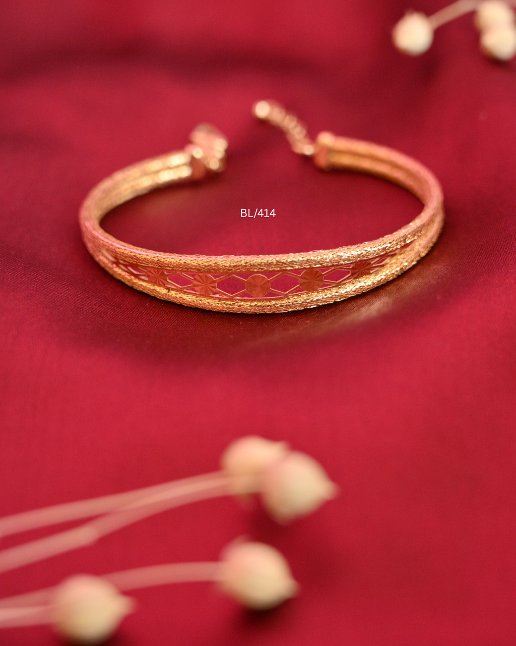 Openwork Filigree Lattice & Starburst Open Cuff Bangle | SKU: BL/414