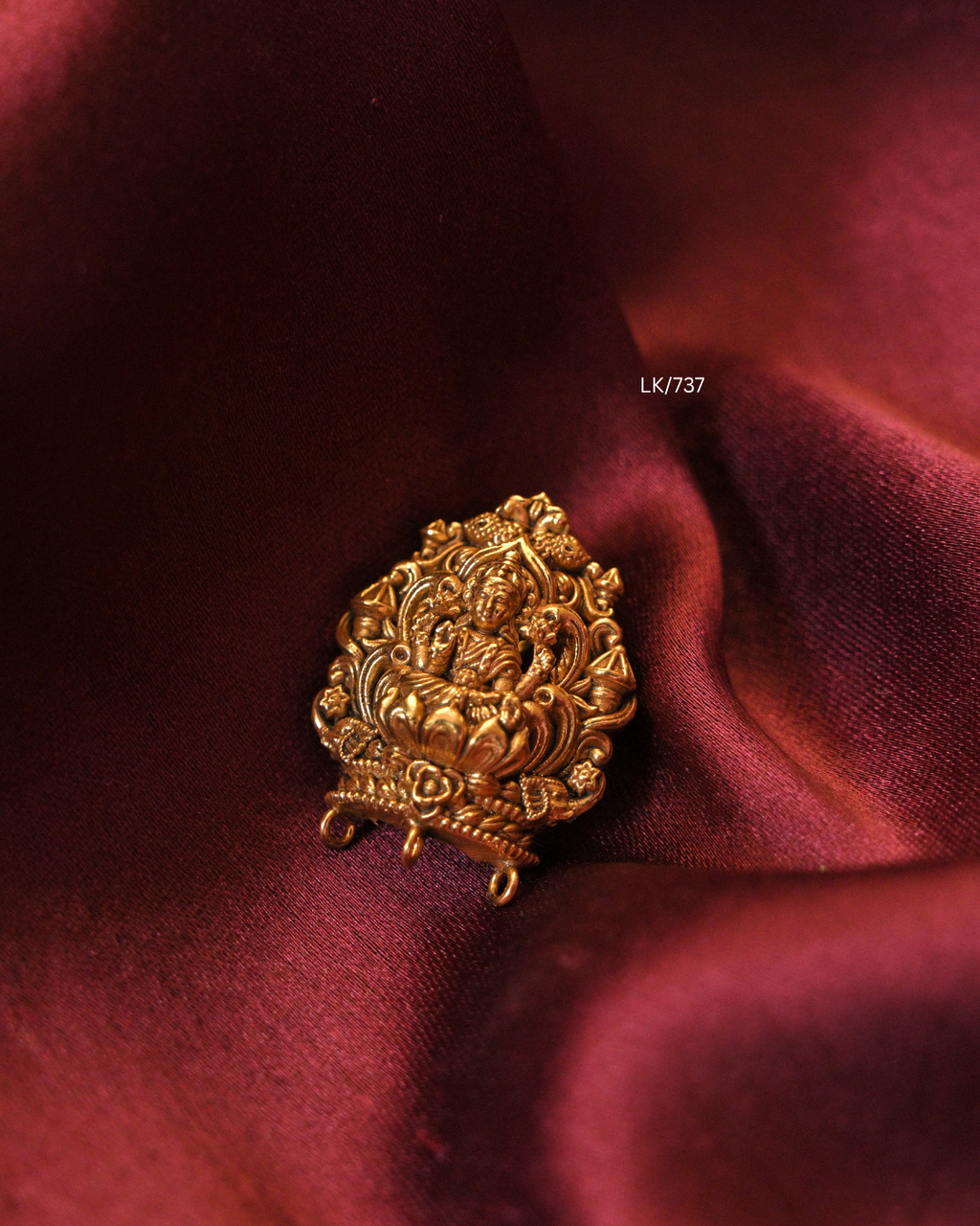 Antique Gold Ultra-Lightweight Goddess Lakshmi Temple Arch Nakshi Pendant | SKU: LK/737