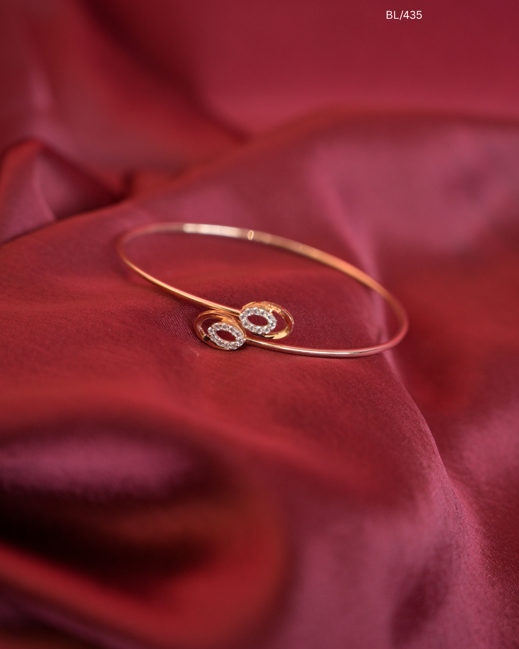 Dual Oval Swirl & Round CZ Bypass Cuff Bracelet | SKU: BL/435