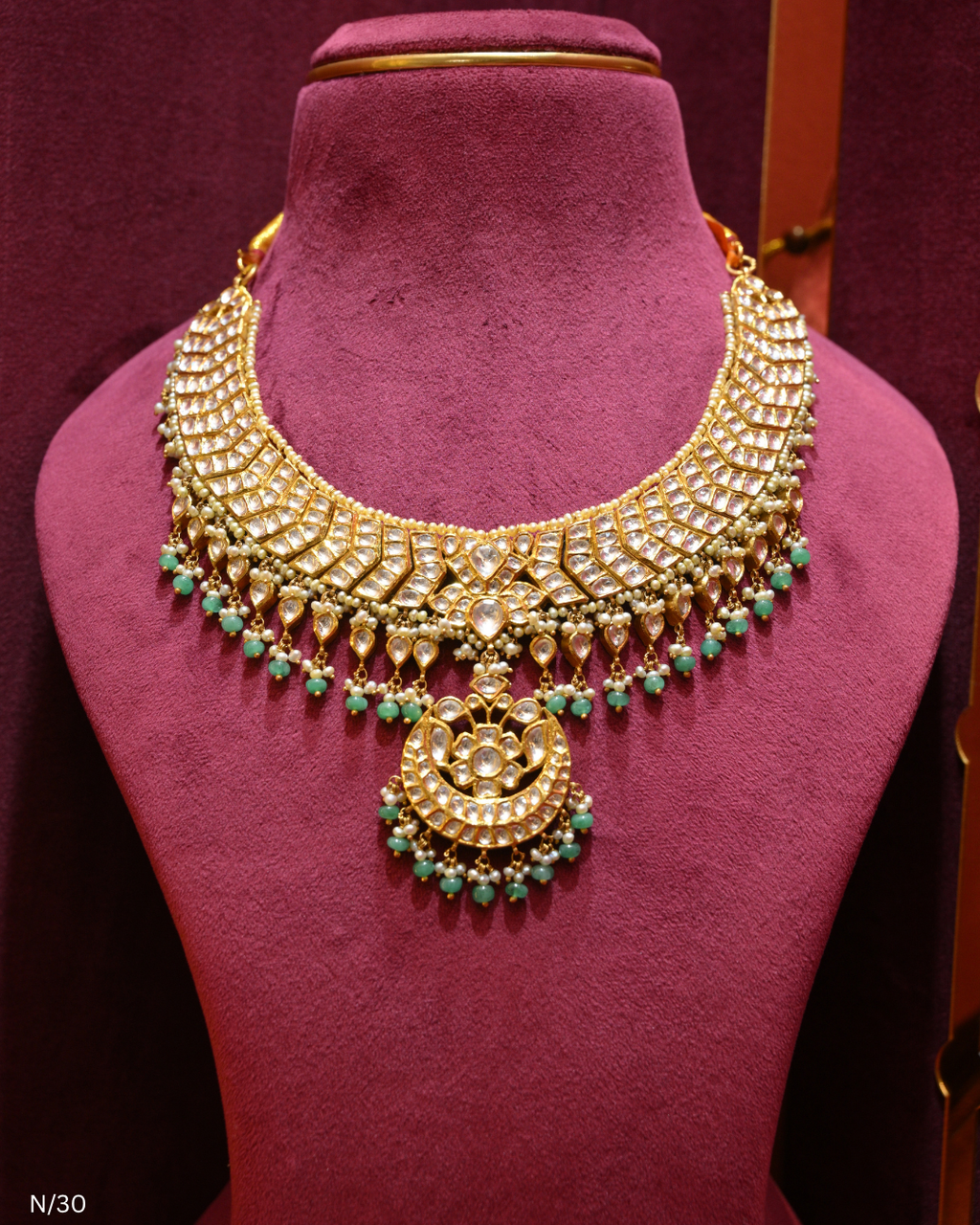 Polki, Ruby, Emerald & Pearl Bridal Collar Necklace | SKU: N/30