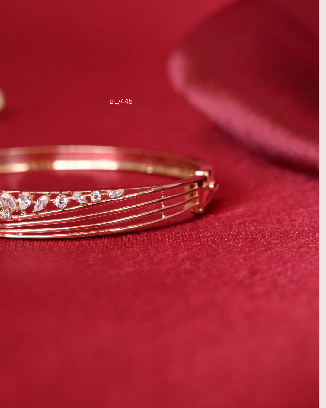 Multi-Strand Wave Statement Bangle with Marquise & Round CZ Cluster | SKU: BL/445