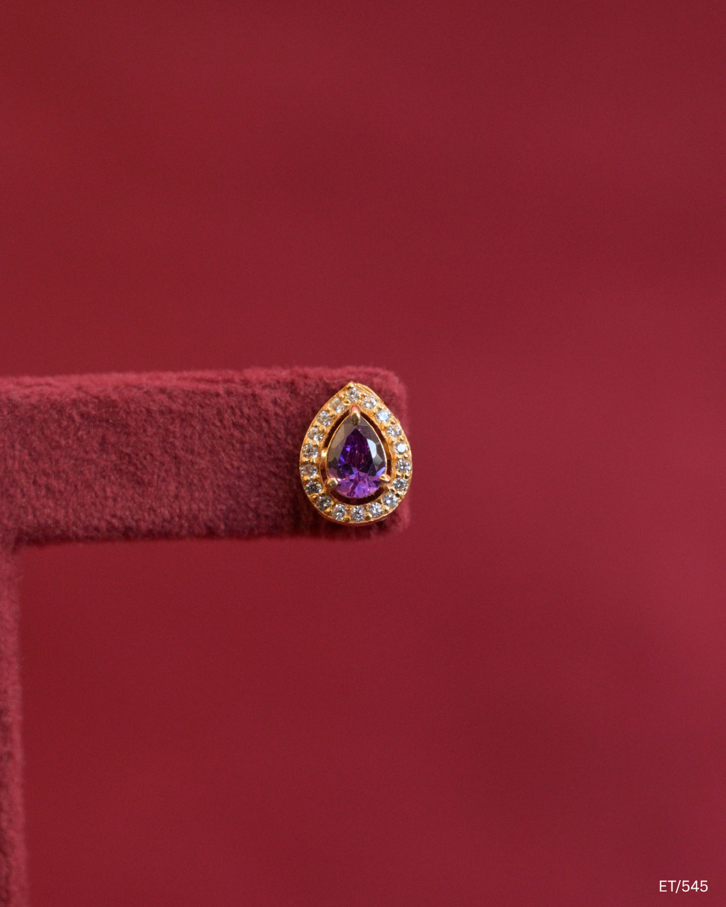 Teardrop Amethyst & CZ Pave-Set Halo Stud Earrings | SKU: ET/545