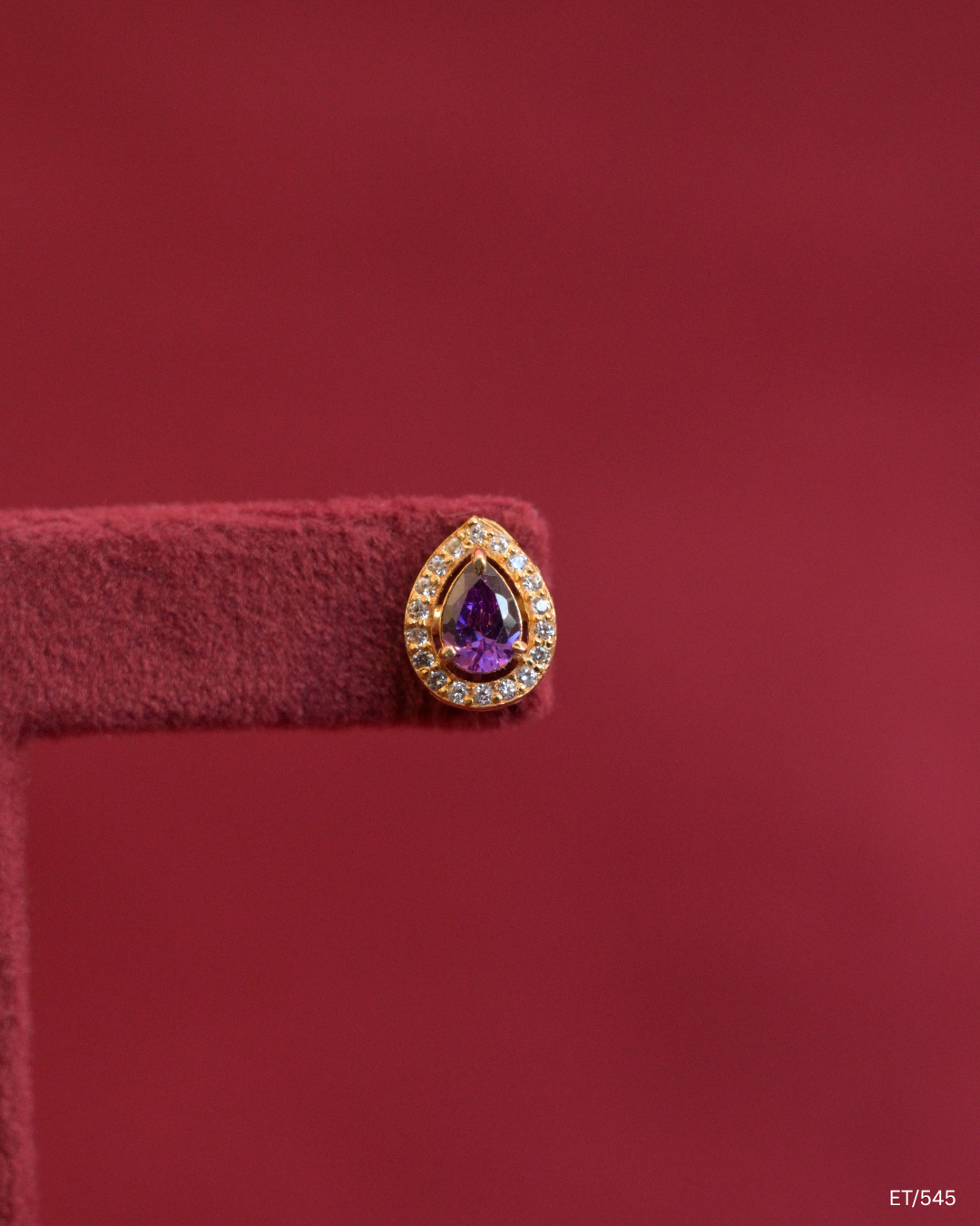 Teardrop Amethyst & CZ Pave-Set Halo Stud Earrings | SKU: ET/545