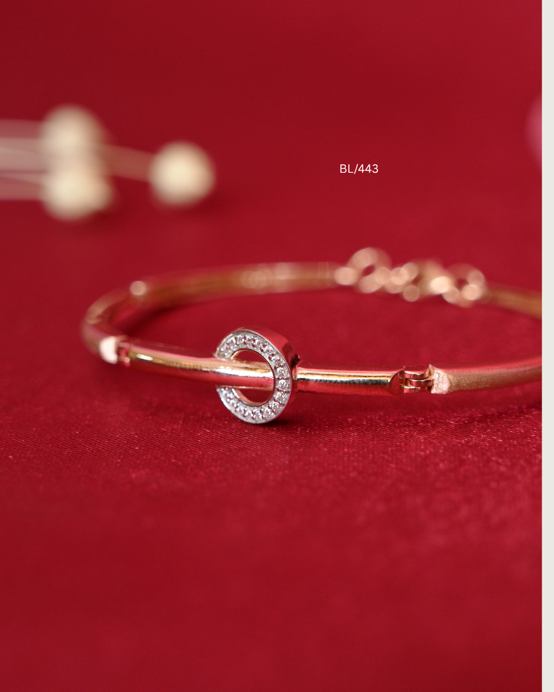Gold Segmented Bar Station Bracelet with Pave CZ Open Circle Centerpiece | SKU: BL/443