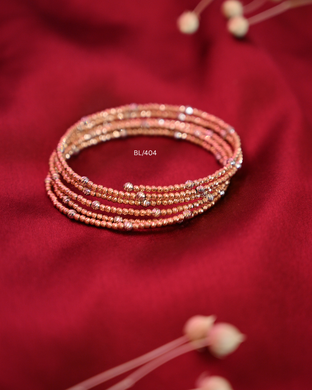 Tri-Color Diamond-Cut Bead Multi-Row Flexible Spiral Wrap Bracelet | SKU: BL/404
