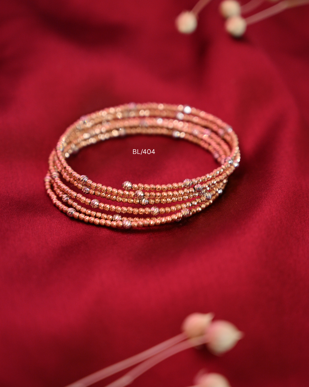 Tri-Color Diamond-Cut Bead Multi-Row Flexible Spiral Wrap Bracelet | SKU: BL/404