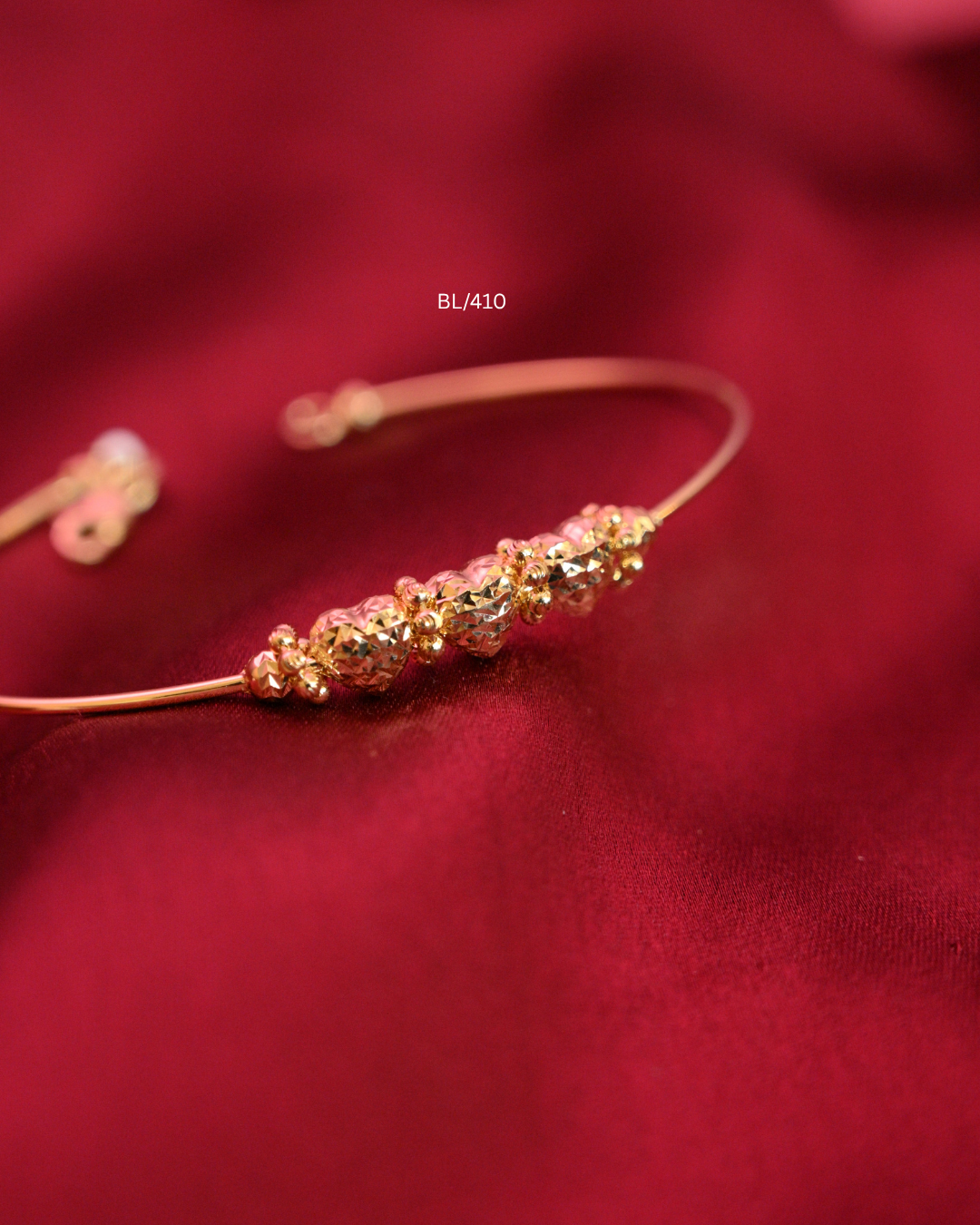 Diamond-Cut Heart Station Open Cuff Bangle | SKU: BL/410