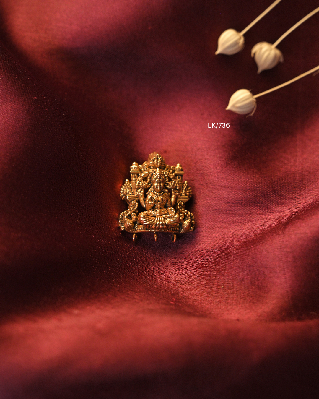Gold Ultra-Lightweight Goddess Lakshmi Temple Gopuram Nakshi Pendant |SKU: LK/736