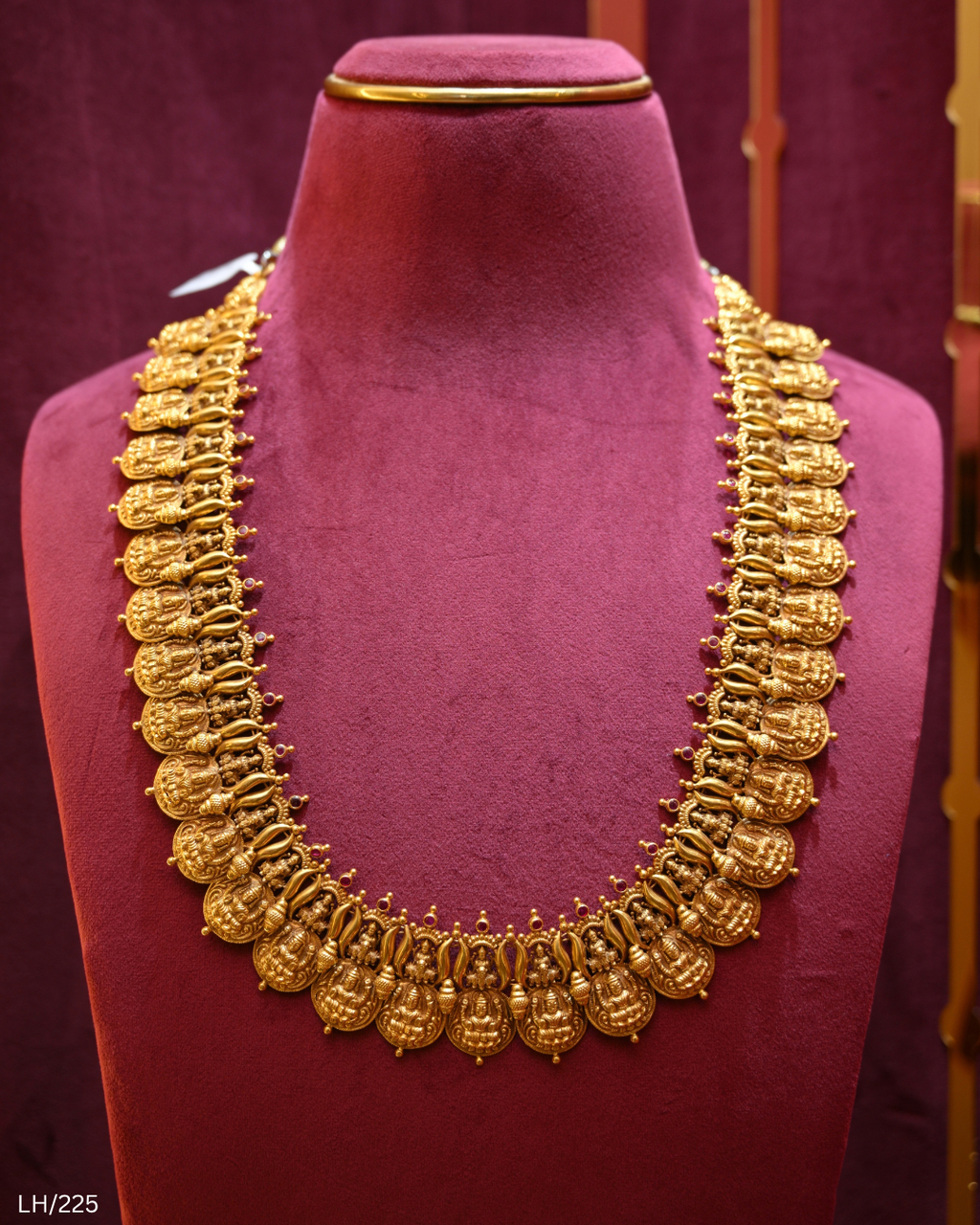 Antique Gold Temple Kasu Bridal Long Haram | SKU: LH/225