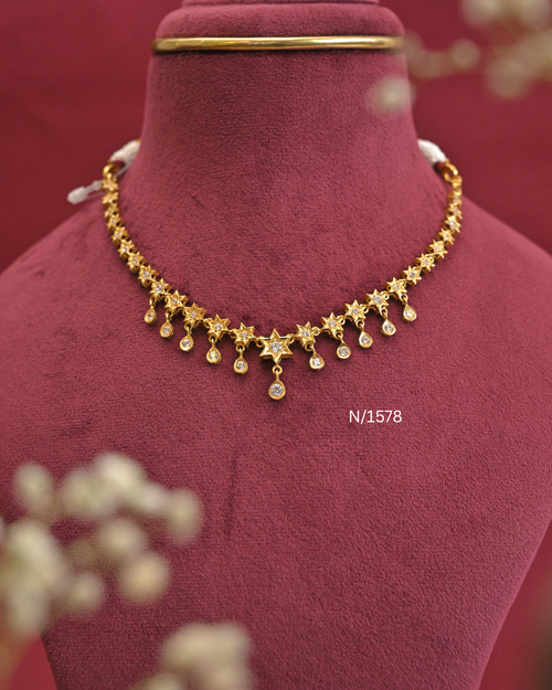22kt Gold Celestial Star CZ Delicate Necklace | 11.11g Net | SKU: N/1578