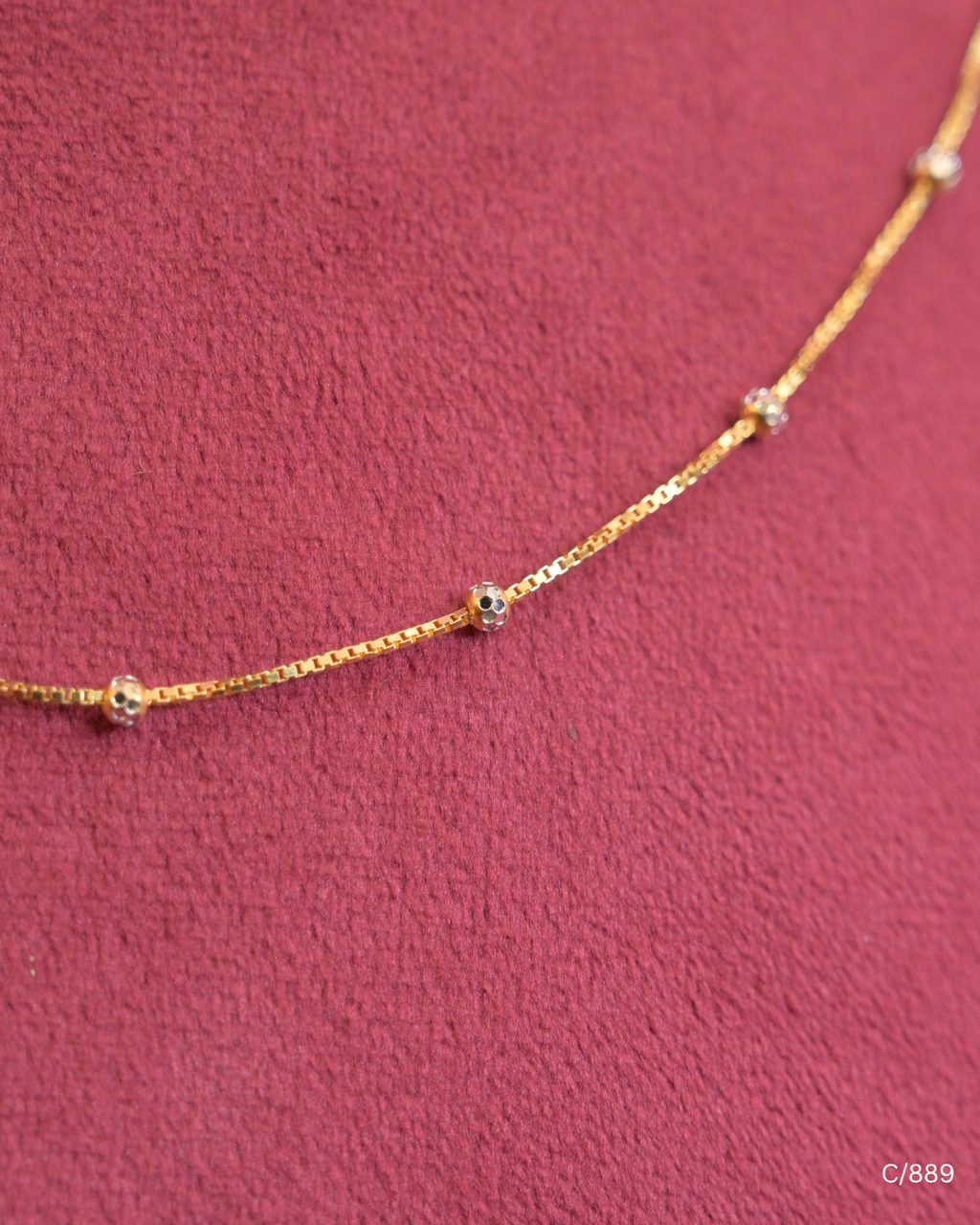 Delicate Station Chain Necklace with Micro Beads | SKU: C/889